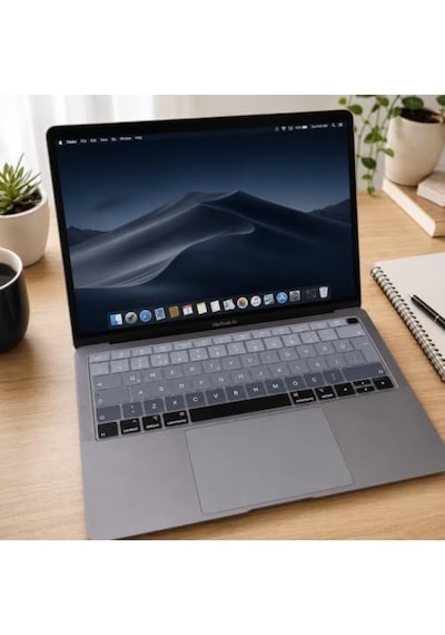 Macbook Klavye Koruyucu Türkçe Q Silikon A1932 A2179 A2337 M1 Uyumlu Ters L Enter Siyah Gri