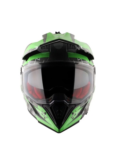 Cross Kask Vizörlü Axor Yeşil Gri Xl Gri - Yeşil XL