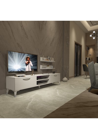 Decoraktiv Eko 4 Mdf Dvd Silver Tv Ünitesi Tv Sehpası Beyaz