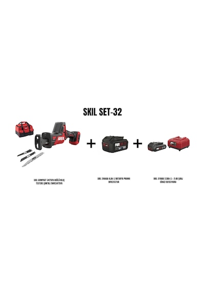 Skil Set-32 Skil Compact 3475FA Akülü Kılıç Testere Çantalı +4AH Li Batarya + 2.5AH Li + 2.4A Şarj Cihazı