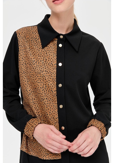 Esswaap Leopar Detaylı Tunik Siyah-siyah Siyah