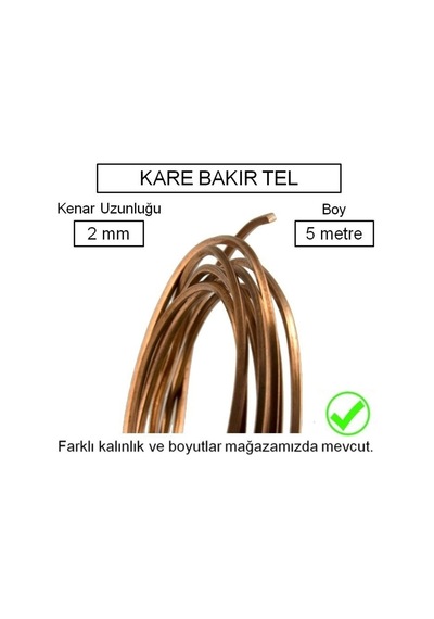 2 Mm Kare Dörtköşe Bakır Tel - 5 Metre