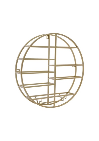 Gold Metal Daire Şaraplık Duvara Monte Daire Metal Şarap Rafı Kadehlik