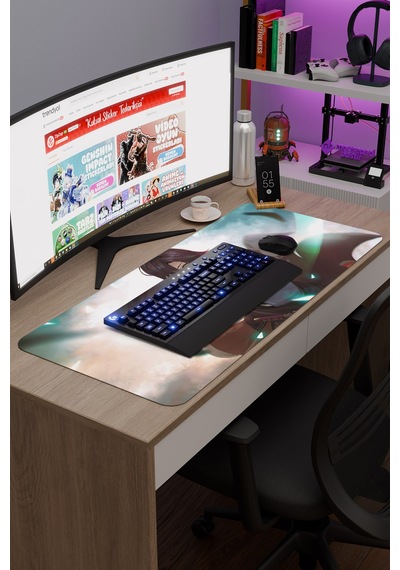 Heizou Genshin Impact Anime Oyuncu V5 - 90x40 Xxl Gaming Mouse Pad Fare Altlığı
