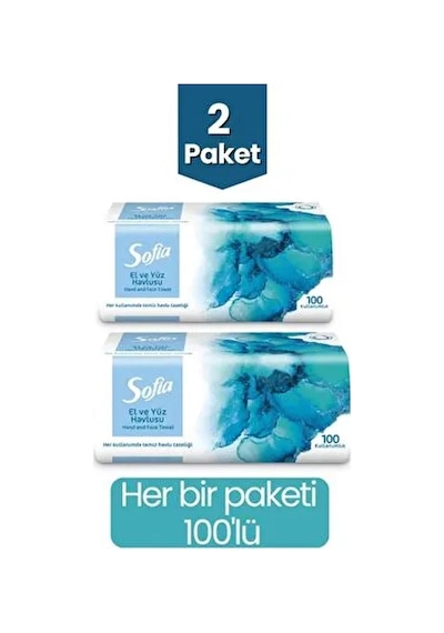 Sofia 100'lü El Ve Yüz Havlusu 2 Paket Yumuşak Doku İle Mükemmel Kurulama Sağlar
