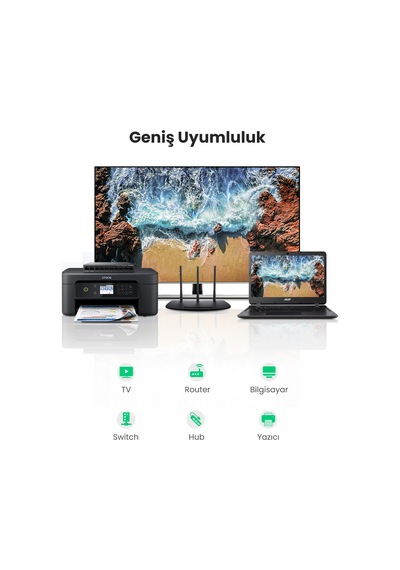 Ugreen Rj45 Cat6 Cat7 Cat8 Ethernet Kablo Uzatma Aparatı Beyaz, 20311
