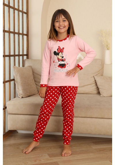Miniğimin Cicileri Mnn Puantiye Baskılı Kız Çocuk Pijama Takı... Pembe