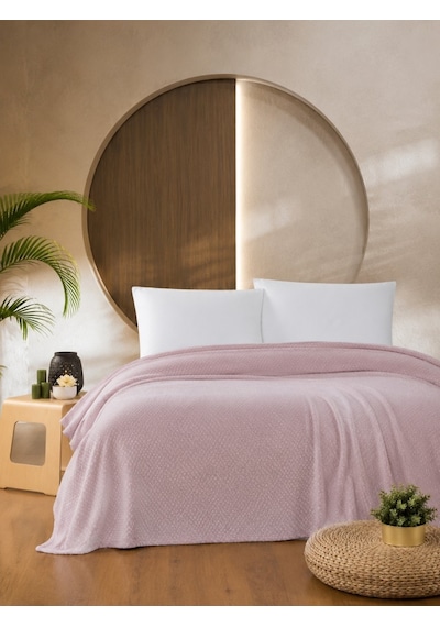 Macar Çift Kişilik Pike Pamuklu Yatak Örtüsü 220x230 Pembe
