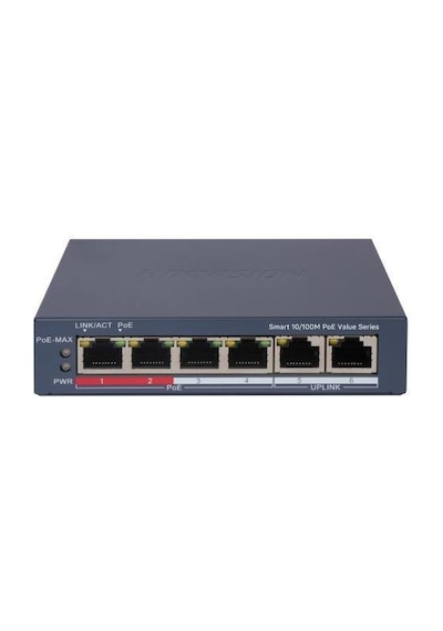 Hıkvısıon 4port 30w Full Poe Ds-3e1106p-eı/m 10/100 2-uplınk Yönetilemez Switch Metal
