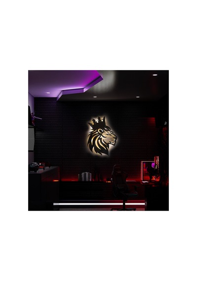 Led Işıklı Yan Portre Aslan Figürlü Tablo Duvar Dekorlu Gece Lambası Sarı - 737713025 Sarı