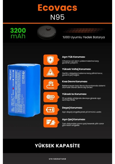 Ecovacs Deboot N95 3200mah Robot Süpürge Bataryası
