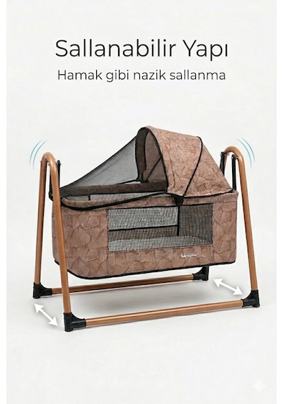 Lüks Taşınabilir Portatif Bebek Beşiği - Cibinlikli Ve Tenteli Sallanır Anne Yanı Kahverengi Lüks Taşınabilir Portatif Bebek Beşiği - Cibinlikli Ve Tenteli Sallanır Anne Yanı Kahverengi