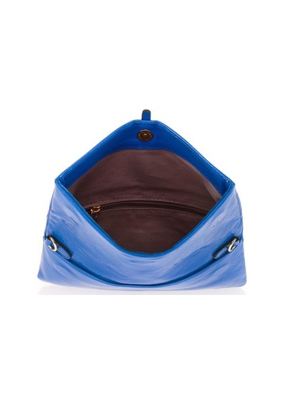 Bilik Deri Mavi Kırışık Rugan Deri Kadın Portföy & Clutch Çanta