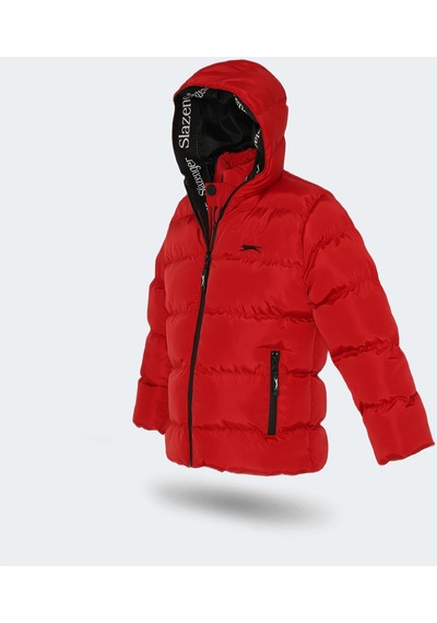 Slazenger NEONS Çocuk Kapüşonlu Şişme Kırmızı Mont & Kaban