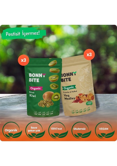 Organik Kurutulmuş Kivi & Çıtır Sebze Kapya Biber, Cherry Domates, Soğan 6'lı Paketi Diğer