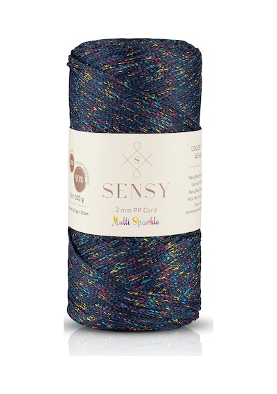 Sensy 2 Mm Multi Sparkle Simli Polyester Makrome İpi Lacivert