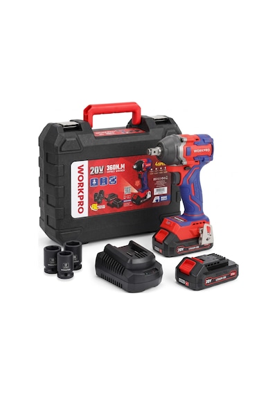 Workpro Wp390226 20volt 2.0ah. Li-ion 1/2 360nm Çift Akü Kömürsüz Profesyonel Şarjlı Somun Sıkma