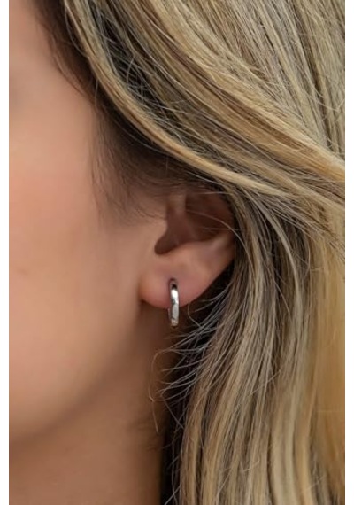 925 Ayar Gümüş Rodyumlu Minimal 4 Mm Tek Taş Tragus Piercing Küpe Diğer