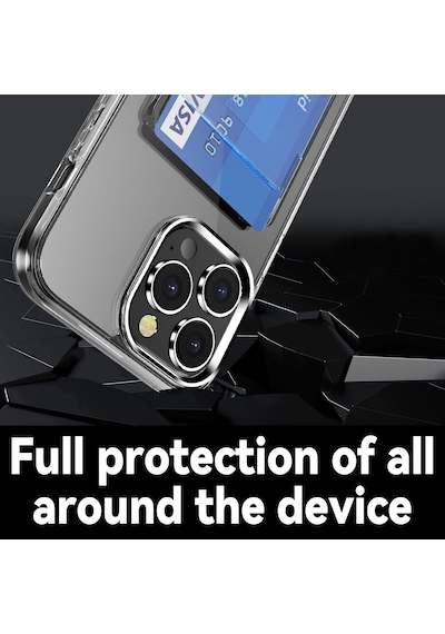 Apple Uyumlu iPhone 16 Pro Max Kılıf Şeffaf Kartlık Bölmeli Yumuşak Silikon