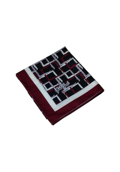 Mim Eşarp Vav İpek Kadın Micro Twill Sport Desenli Eşarp Bordo - Siyah