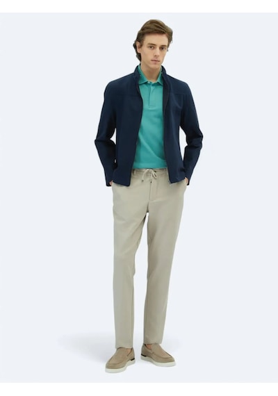Kip Lacivert Regular Fit Gizli Kapüşon Casual Dokuma Çift Taraflı Mont Lacivert