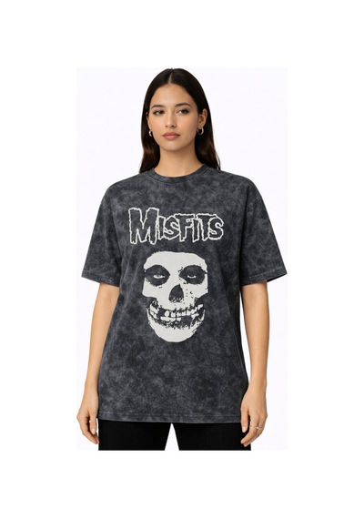 Tasarım Misfits Rock Metal Müzik Grubu Şarkıcı Baskılı Unisex Ove Siyah