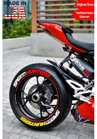 Motorsiklet Çift Renk Lastik Yazısı Speedhunters 2.5 Cm 4 Adet Made In Usa