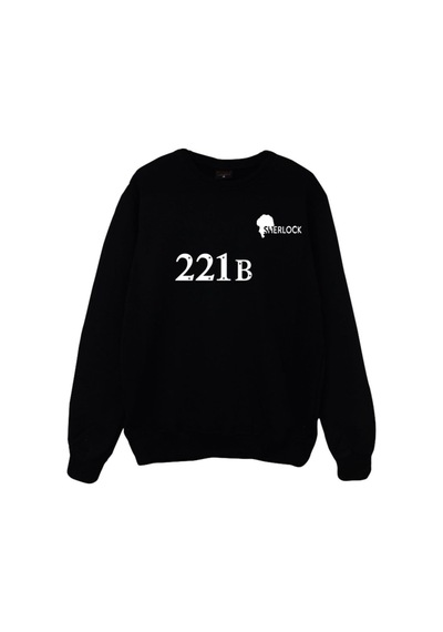 Sherlock Holmes Baskılı Sweatshirt Siyah