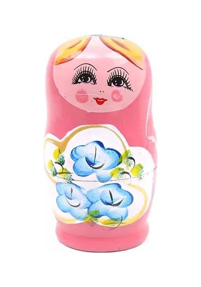 Ahşap Matruşka Bebek Beşli Set Pembe