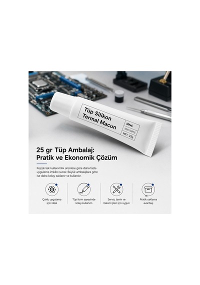 Mn1108ts 25 Gr Beyaz Termal Macun 1.42 W/mk Cpu Gpu Chipset Led Modül Elektronik Bakım Tüp Tipi Soğutucu Macunu
