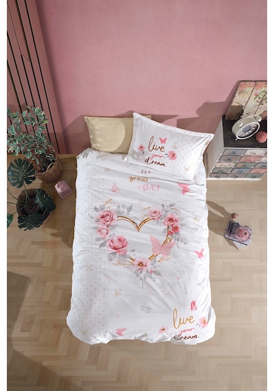 Clasy Dream Bej %100 Pamuk Tek Kişilik Nevresim Takımı Bej