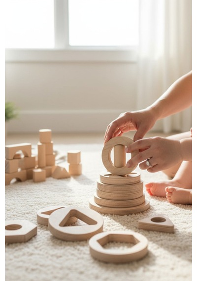 Ahşap Eğitici Geometrik Dikey Puzzle Model Yapboz