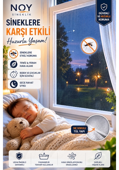 Sineklik Pencere Sinekliği Yapışkanlı Cırtlı Sinek Perdesi Yıkanabilir Tekrar Kullanılabilir 75x125 Cm