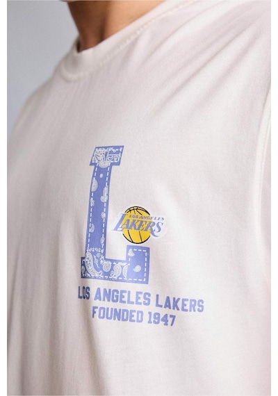 Defacto Nba Los Angeles Lakers Lisanslı Boxy Fıt Ecru Atlet H3852ax26smer105 Ekru-er105