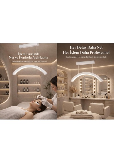 Askılı Led Kirpik Lambası Yarım Ay Lamba Salon Cilt Bakım Lambası Kumandalı 48w