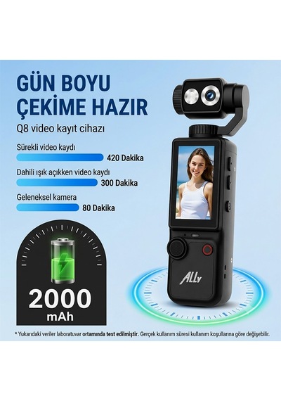 Ally Q8 Pocketpro 4k Dijital Vlog Kamerası Siyah