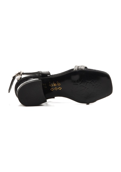 Ayakmod Siyah Taşlı Kız Çocuk Sandalet 07 P Siyah