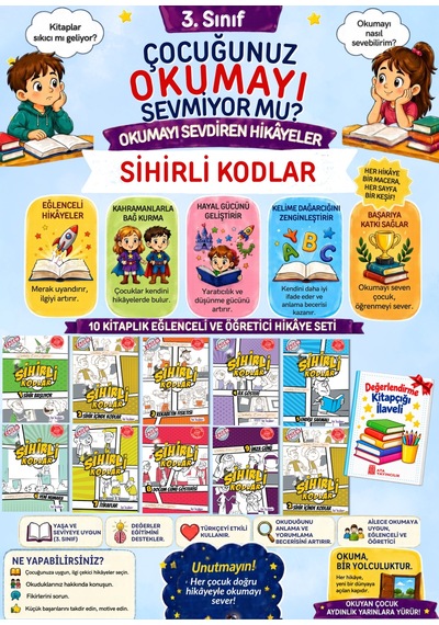 3. Sınıflar İçin İlkokul Sihirli Hikaye Seti 10'lu