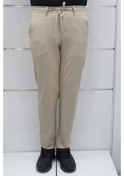 Marcao Dmctekstil Erkek Düz Normal Bel Normal Kesim Dar Paça Kışlık Jogger Pantolon Bej
