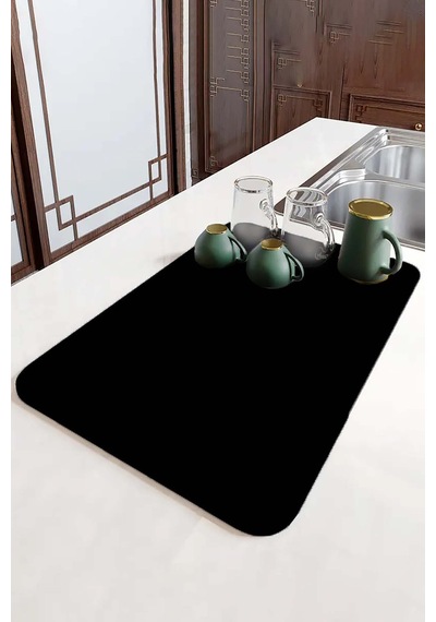 Siyah Sade Microfiber Bulaşık Kurutma Kurulama Matı Mm007