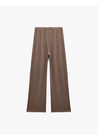Koton Viskon Karışımlı Rahat Kalıp Beli Lastikli Pijama Altı Kahverengi 6wlk40108mk Kahve