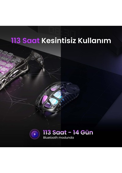 Gravastar Mercury K98 Pro Kablosuz Rgb Işıklı Mekanik İngilizce Q Gaming Klavye Ve X Pro Optik Gami