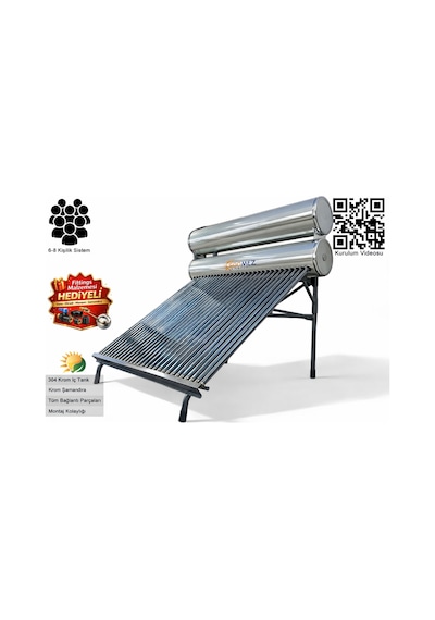 Solar Krom Kılıf 30x Vakum Tüplü Güneş Enerjisi Sıcak Su Sistemi Açık Devre Doğal Akışlı
