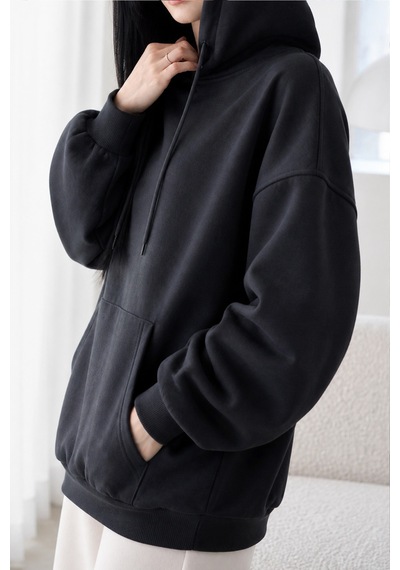 Cool Tarz Kadın Oversize Hoodie Sweatshirt Kapüşonlu Kanguru Cepli Lacivert Lacivert