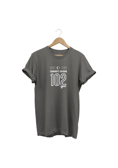102. Yıl 29 Ekim Cumhuriyet Bayramı Baskılı Ay Yıldız %100 Pamuk Regular Fit Unisex T-shirt Gri 102. Yıl 29 Ekim Cumhuriyet Bayramı Baskılı Ay Yıldız %100 Pamuk Regular Fit Unisex T-shirt Gri