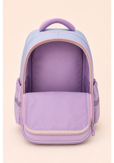 Ccs Kids Kız Çocuk İlkokul Okul Çantası 3'lü Set Beslenme Çantası Kalemlik Ortopedik Çok Gözlü Lila