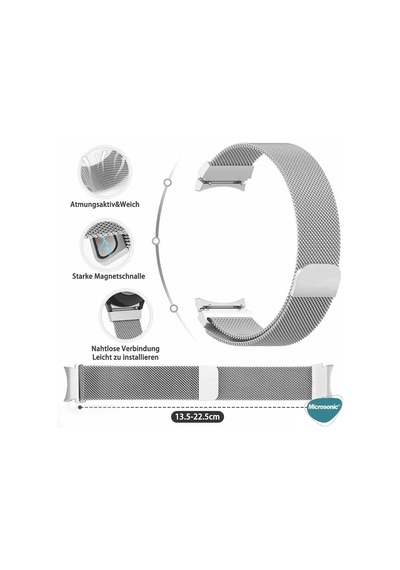 Samsung Galaxy Watch 5 40mm Kordon Milano Loop Gümüş Çok Renkli