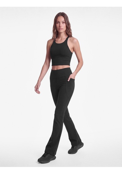 Koton Cepli Yüksek Bel Slim Fit İspanyol Paça Spor Tayt Siyah 7wak40185nk