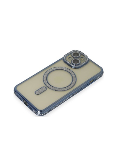 Apple iPhone Uyumlu 15 Kılıf Joke Simli Magneticsafe Kılıf - Lacivert Bz8683140644031
