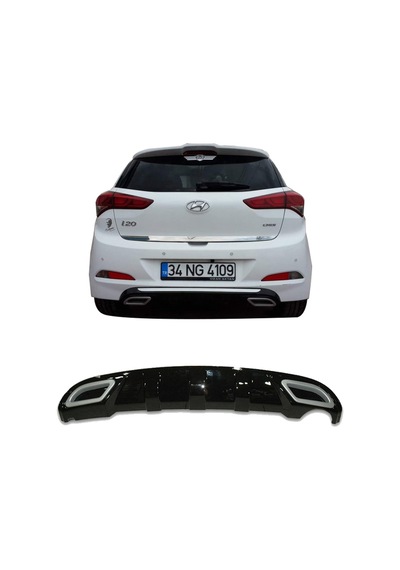 Hyundai İ20 (2014-2018) Egzoz Görünümlü Arka Tampon Eki - Difüzör